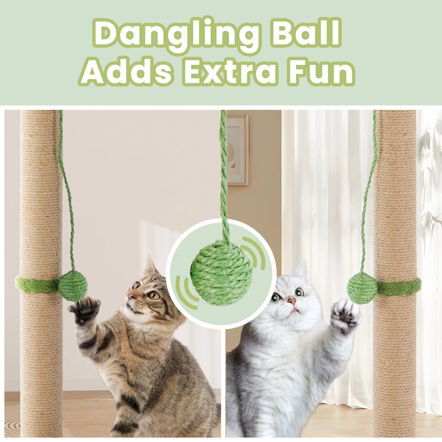 JHK Cat Scratching Post Palm Tree With Dangling Ball