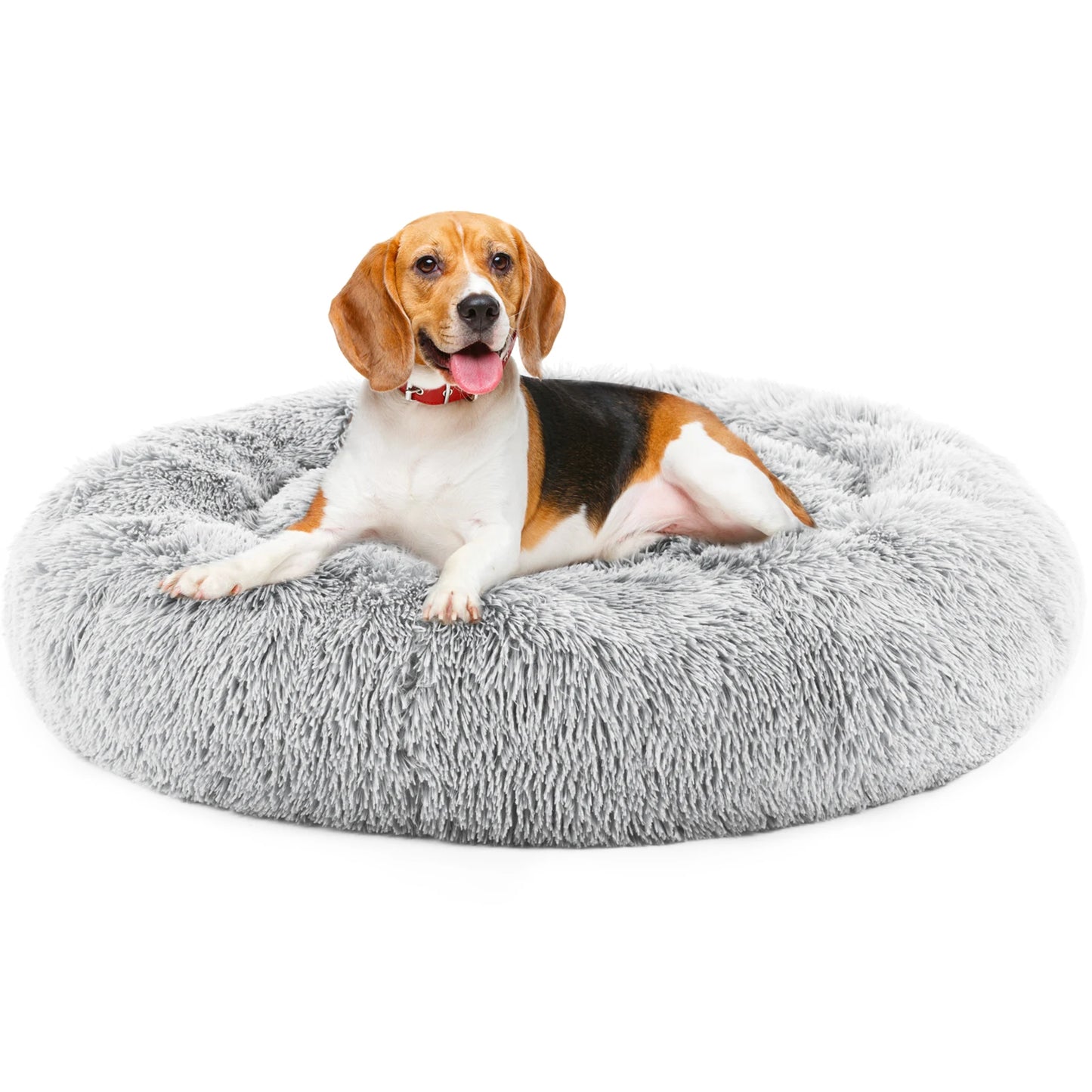 JHKCN Calming Dog Bed Plush Faux Fur Round Anti Slip Washable