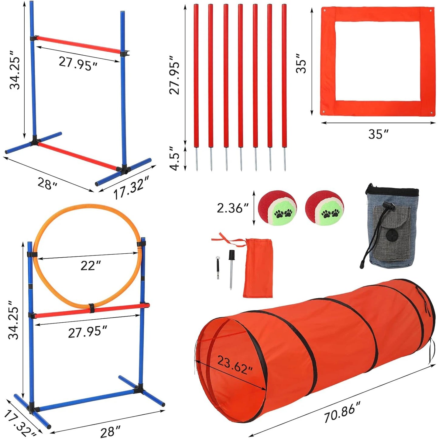 HiMISSH Dog Agility Training Set 87 Piece Obstacle Course Kit