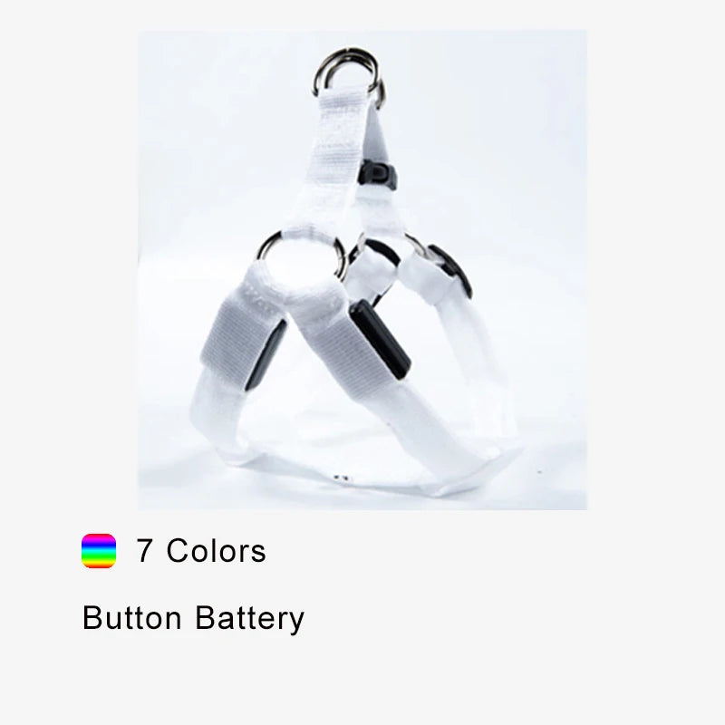 LED Dog Harness No Pull Adjustable Nylon Night Safety