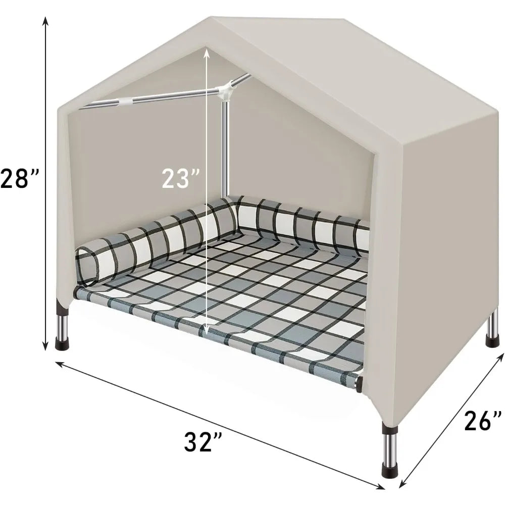 Weatherproof 2 In 1 Dog Bed House With Canopy