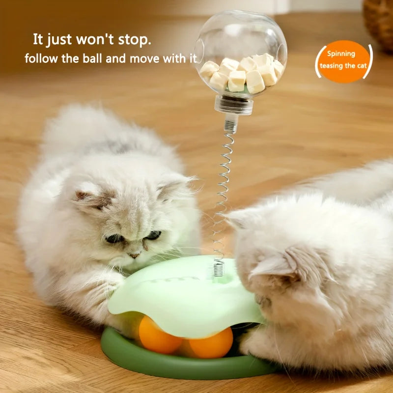 Turntable Cat Toy With Treat Dispensing Ball 3 In 1