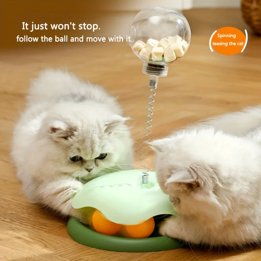 Turntable Cat Toy With Treat Dispensing Ball 3 In 1