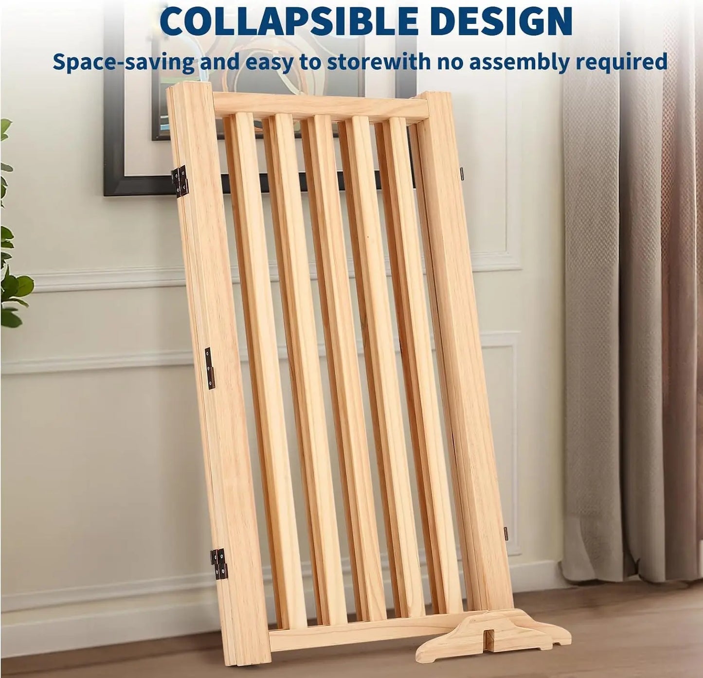 HiMISS Freestanding Wooden Dog Gate Indoor Expandable Pet Fence For Doorways