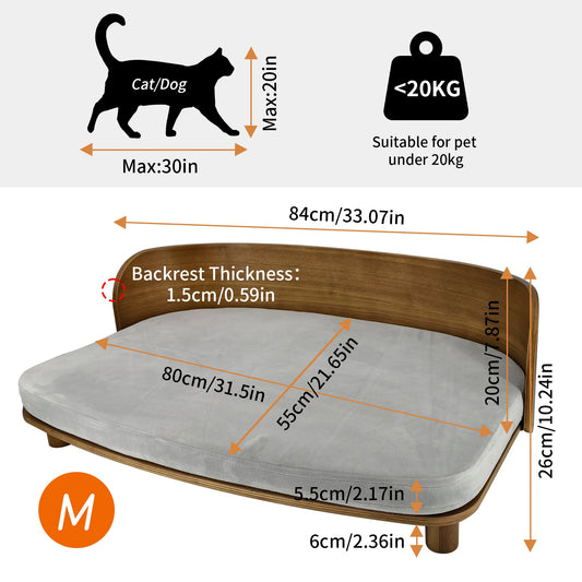 BingoPaw Elevated Cat Bed Wooden Indoor Cat Couch Bed