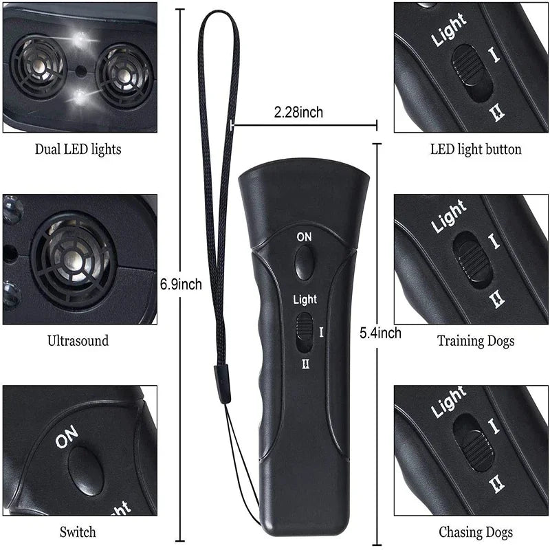 Dog Bark Deterrent Ultrasonic Stopper With LED Adapter Training Aid