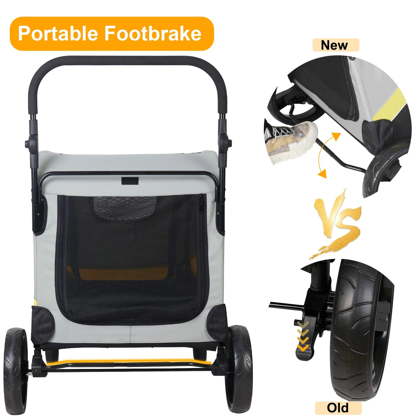Premium Dog Stroller Pram 4 Wheel Foldable Travel Cart For All Breeds