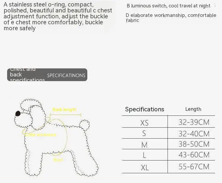 LED Dog Harness No Pull Adjustable Nylon Night Safety