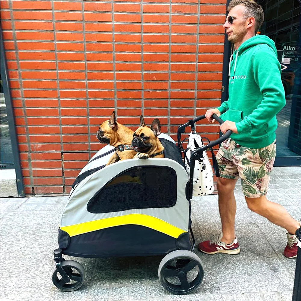 Premium Dog Stroller Pram 4 Wheel Foldable Travel Cart For All Breeds
