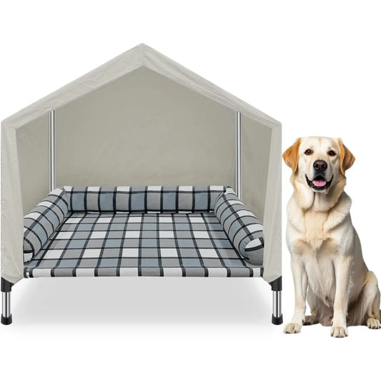 Weatherproof 2 In 1 Dog Bed House With Canopy
