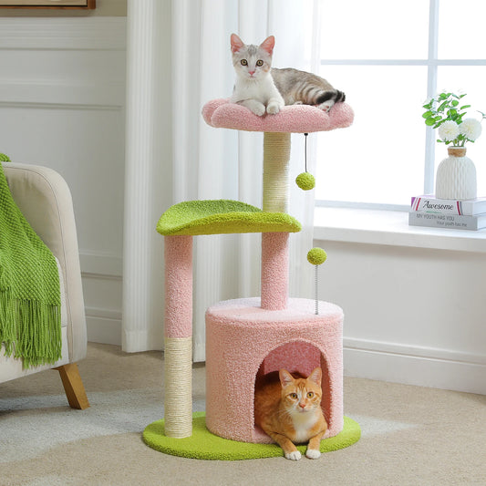 PEQULTICN Flower Cat Tree For Indoor Cats Three Tier