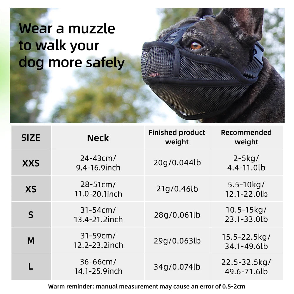 Breathable Dog Muzzle For Short Snout Prevents Barking