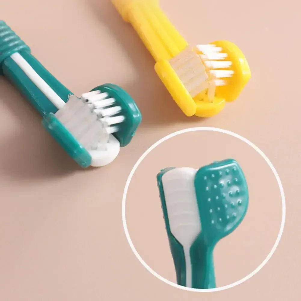 Pet Three Head Toothbrush For Dogs And Cats Oral Care