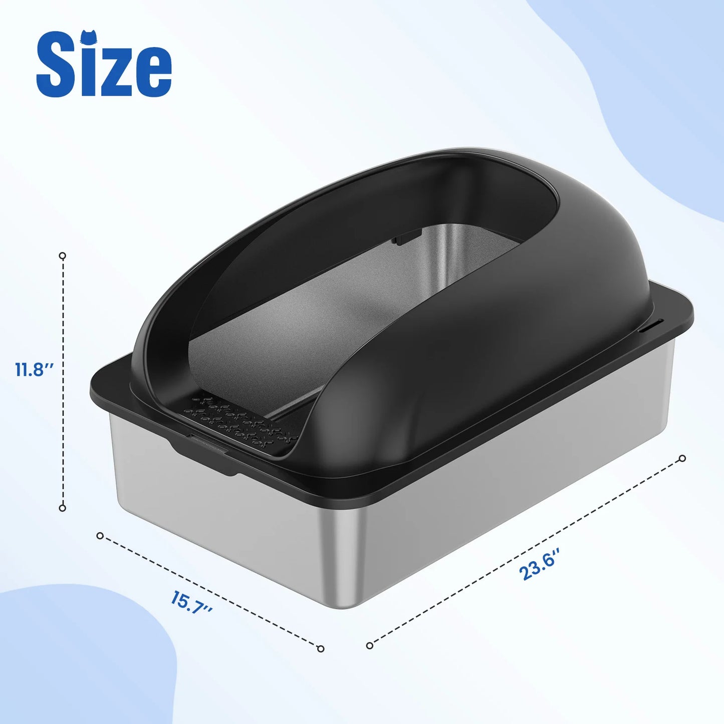 JHK Stainless Steel Cat Litter Box With Lid Anti Urine Leakage