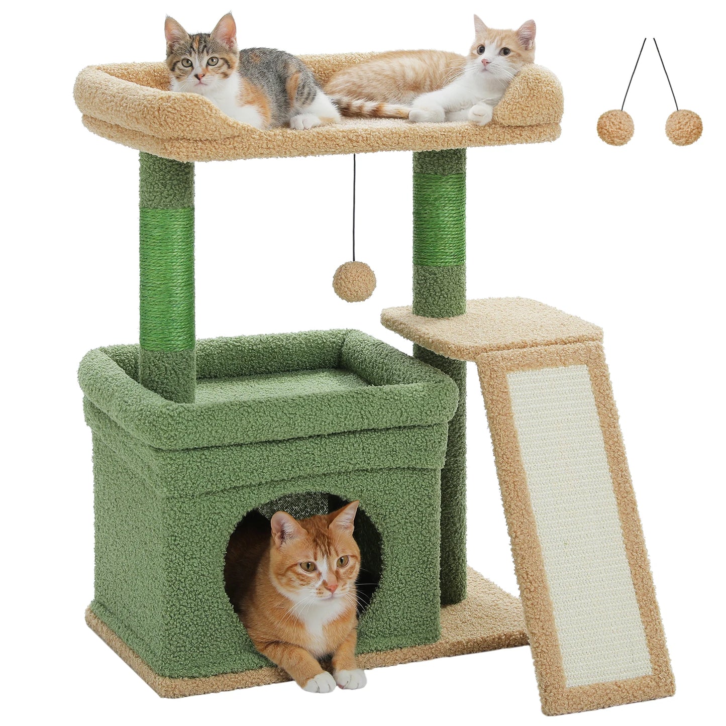 PEQULTICN Safe and Stable Cat Tree Three Tier With Cozy Top Perch