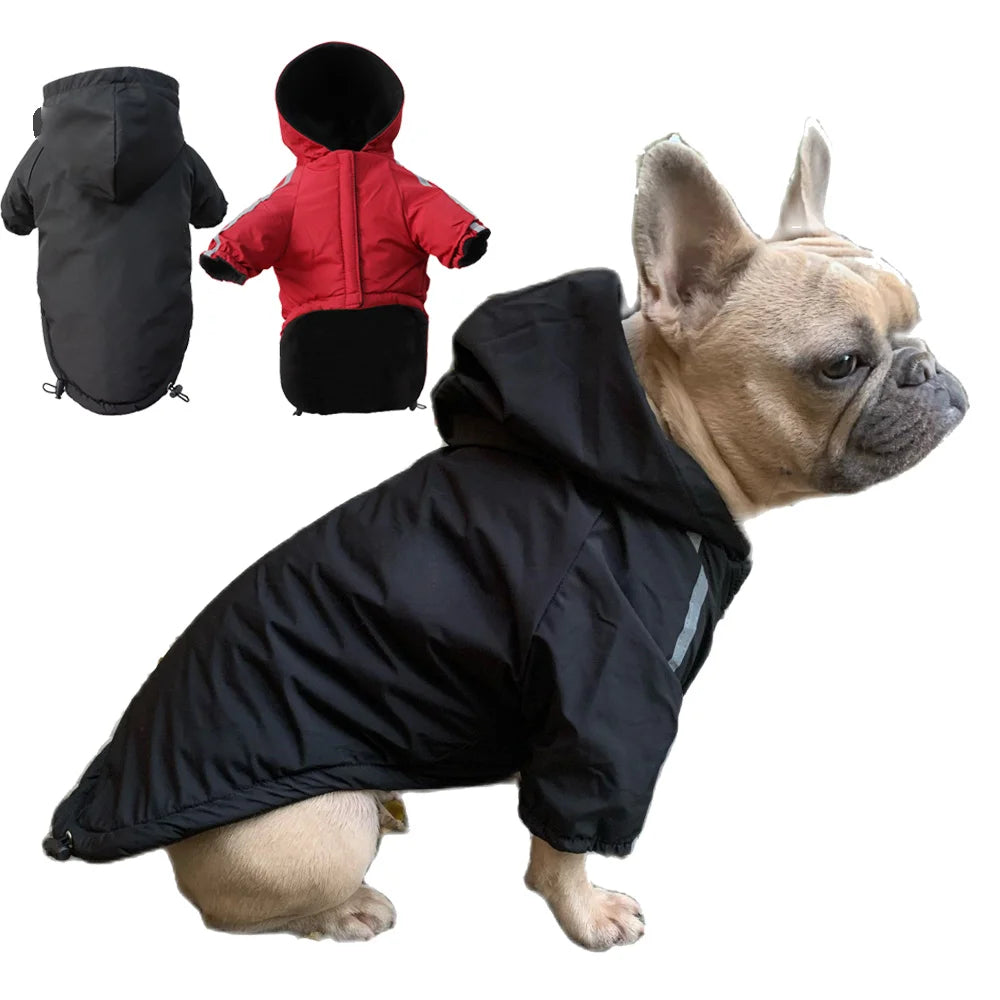 Dog Waterproof Winter Coat With Hood Reflective Print