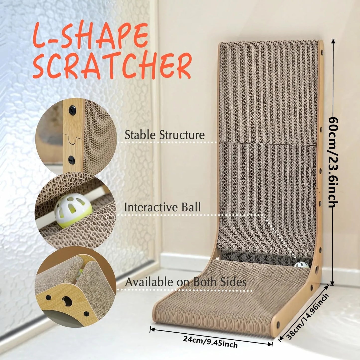L Shape Cat Scratcher 23 Inch Cardboard Pet Scratch Pad