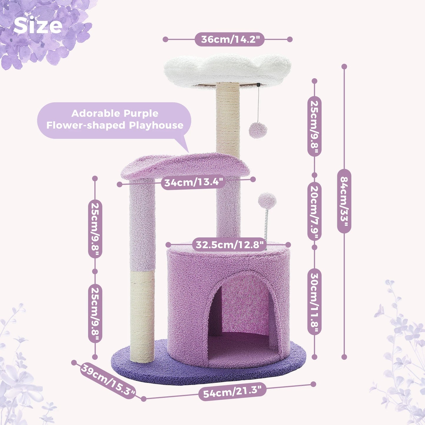 PEQULTICN Flower Cat Tree For Indoor Cats Three Tier