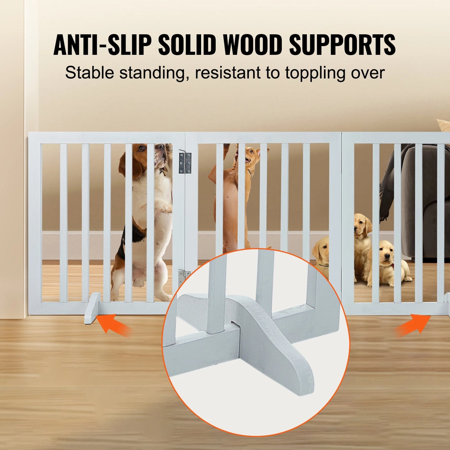 SucceBuy Free Standing Dog Gate Three Panel Foldable Barrier