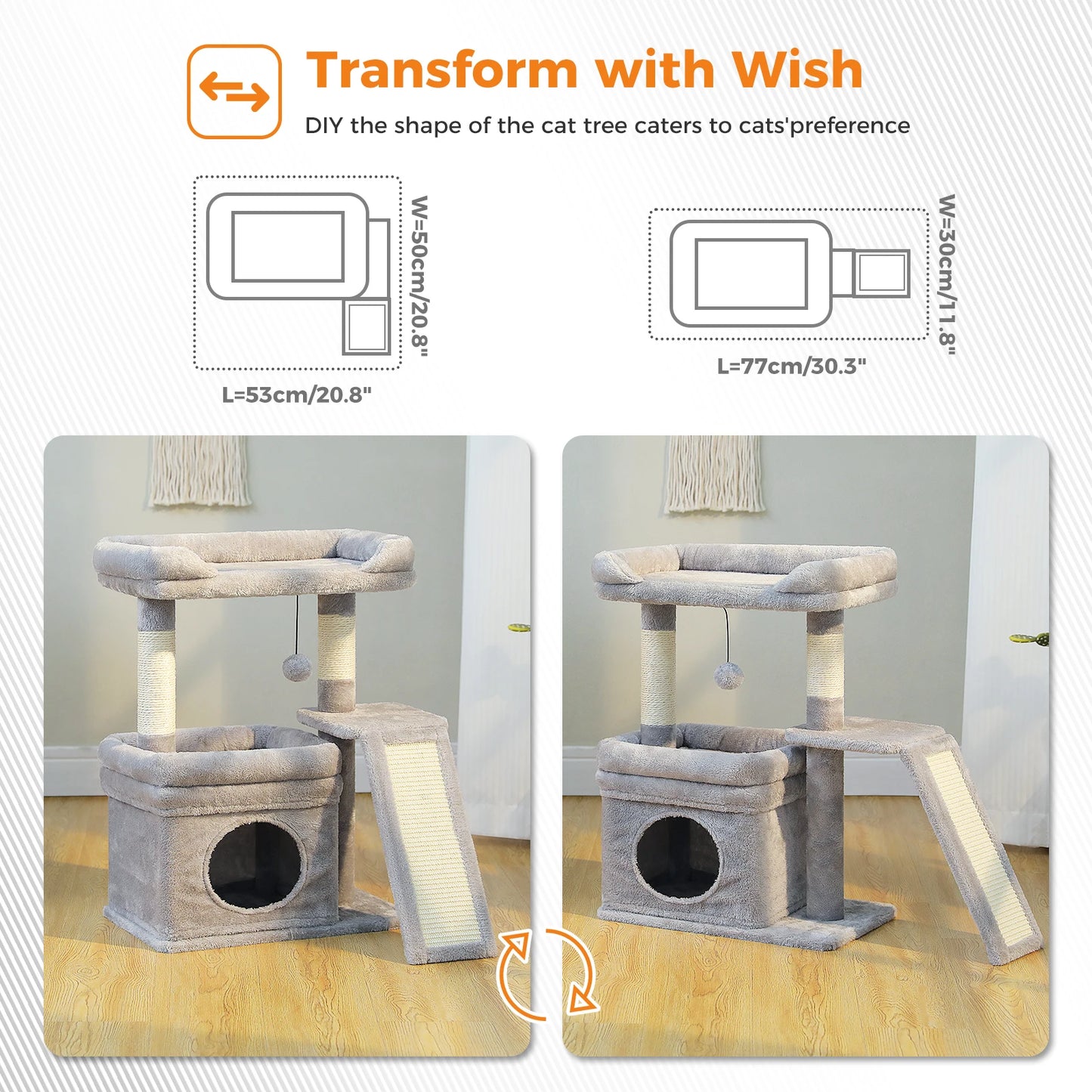 PEQULTICN Safe and Stable Cat Tree Three Tier With Cozy Top Perch