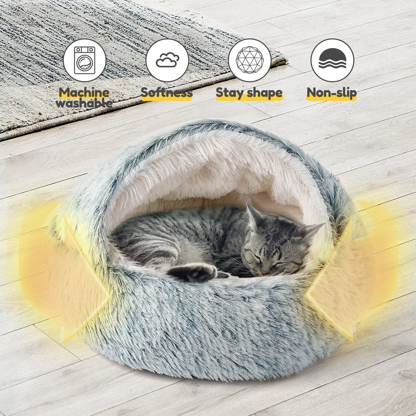 Cat Bed Nest Soft Semi Enclosed Indoor Pet House Rest