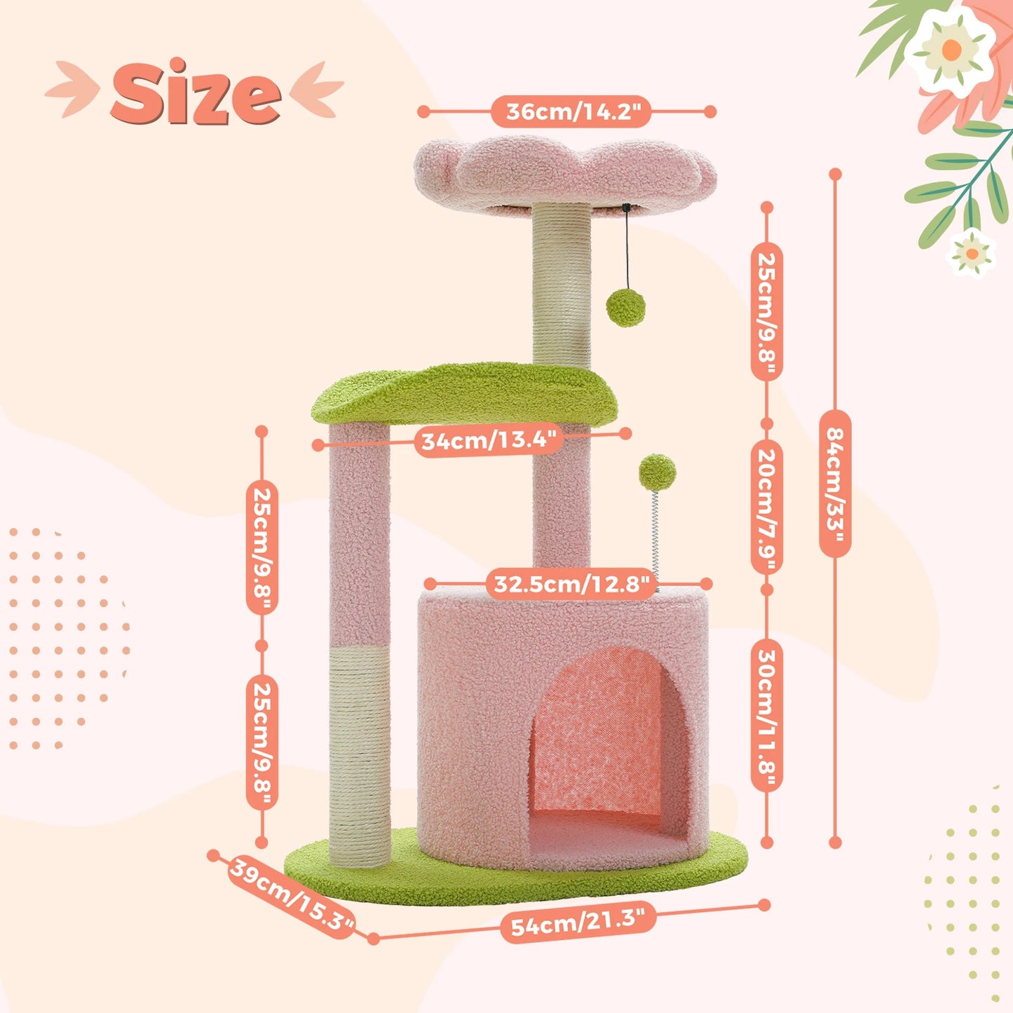 PEQULTICN Flower Cat Tree For Indoor Cats Three Tier