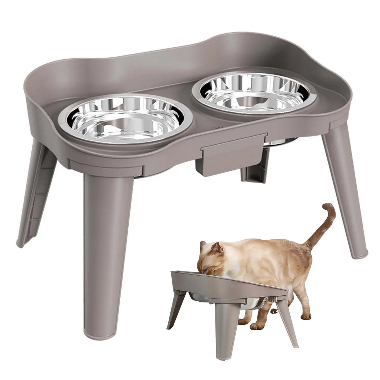 Raised Elevated Dog Feeder Stainless Steel Bowl Non Slip