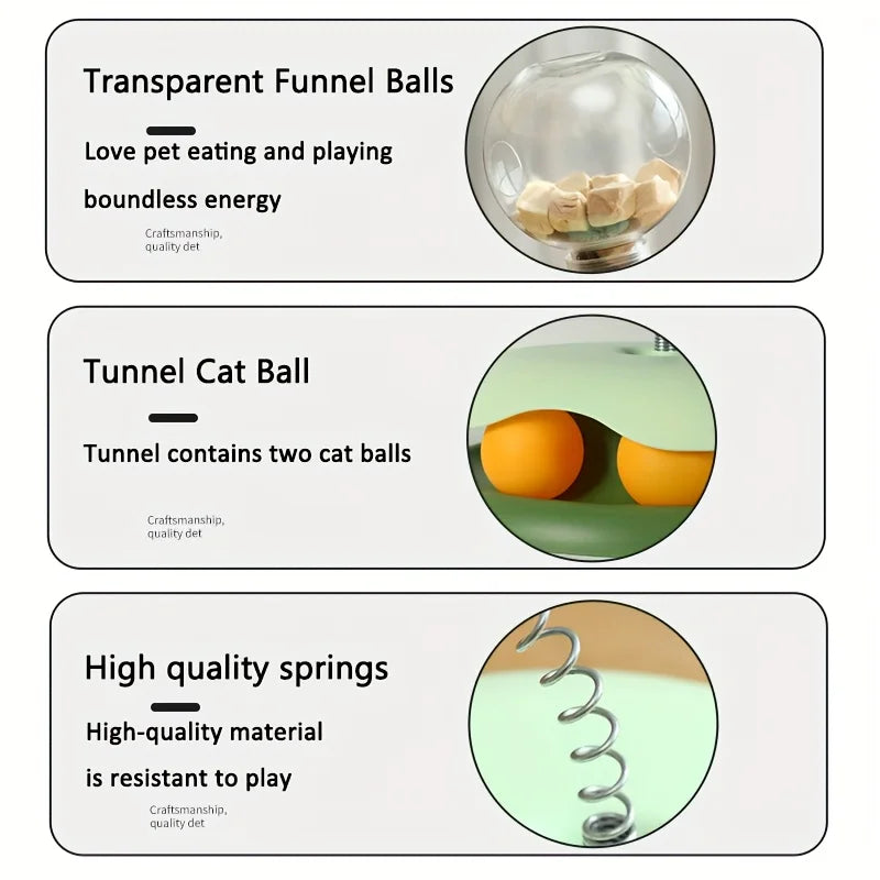 Turntable Cat Toy With Treat Dispensing Ball 3 In 1