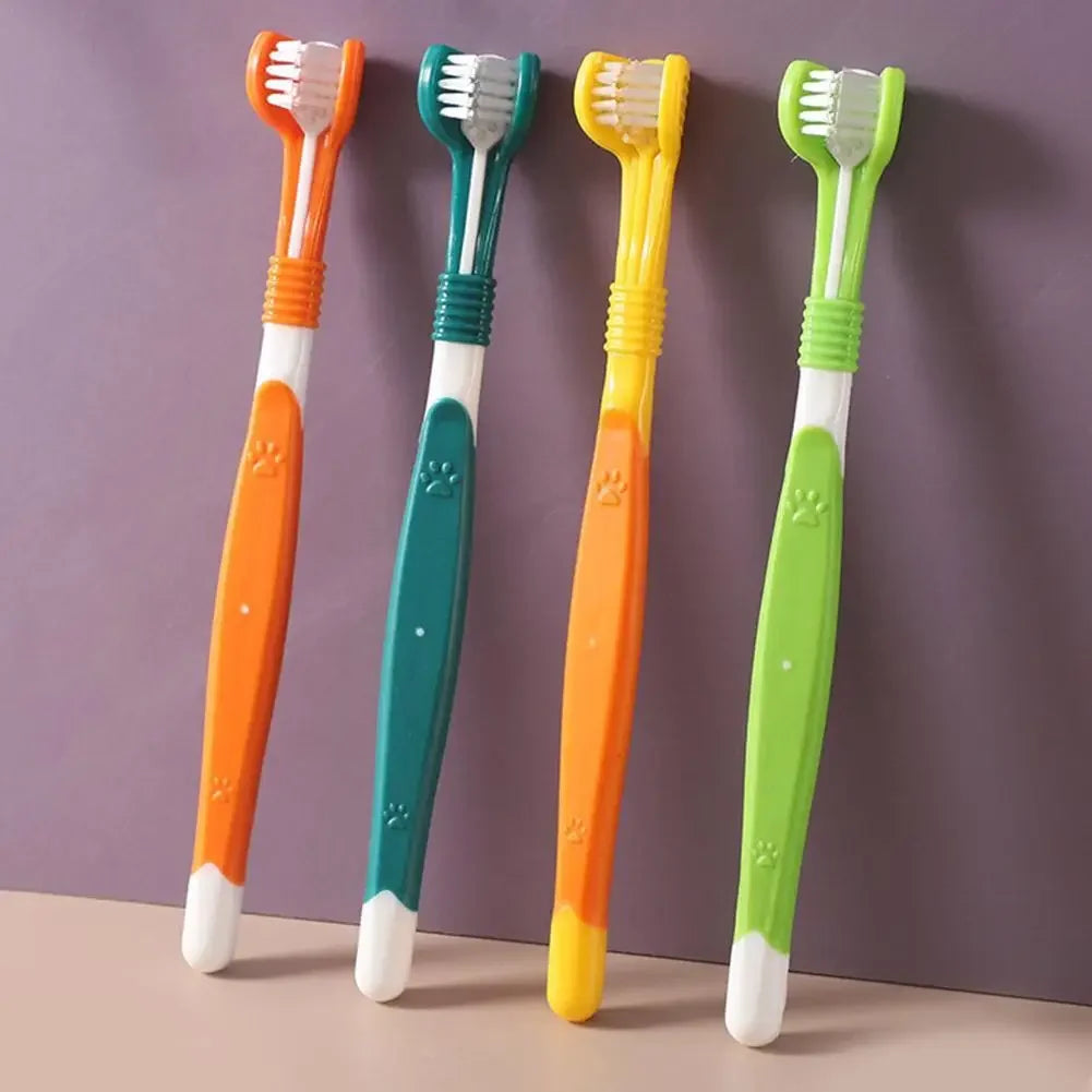 Pet Three Head Toothbrush For Dogs And Cats Oral Care