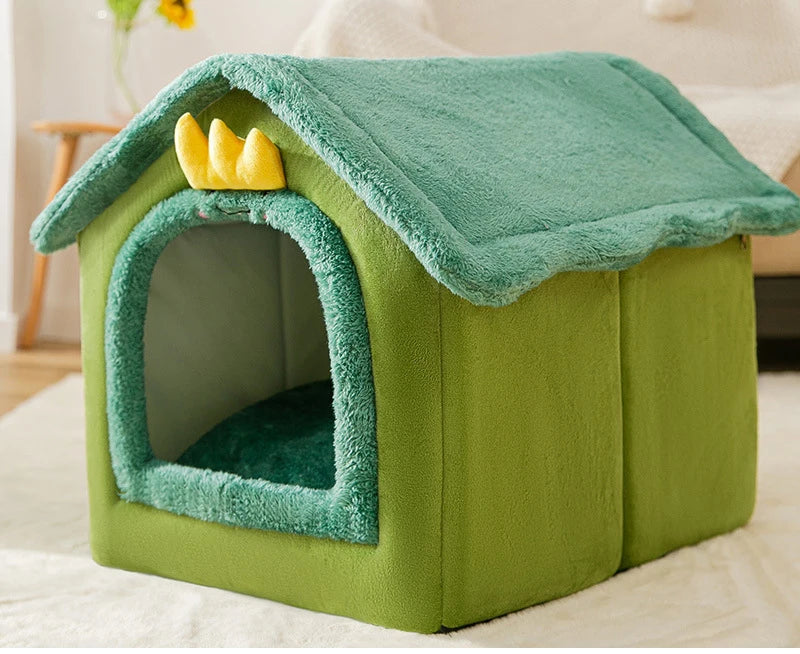 Indoor Soft Dog Kennel Bed With Removable Winter Warm Cover