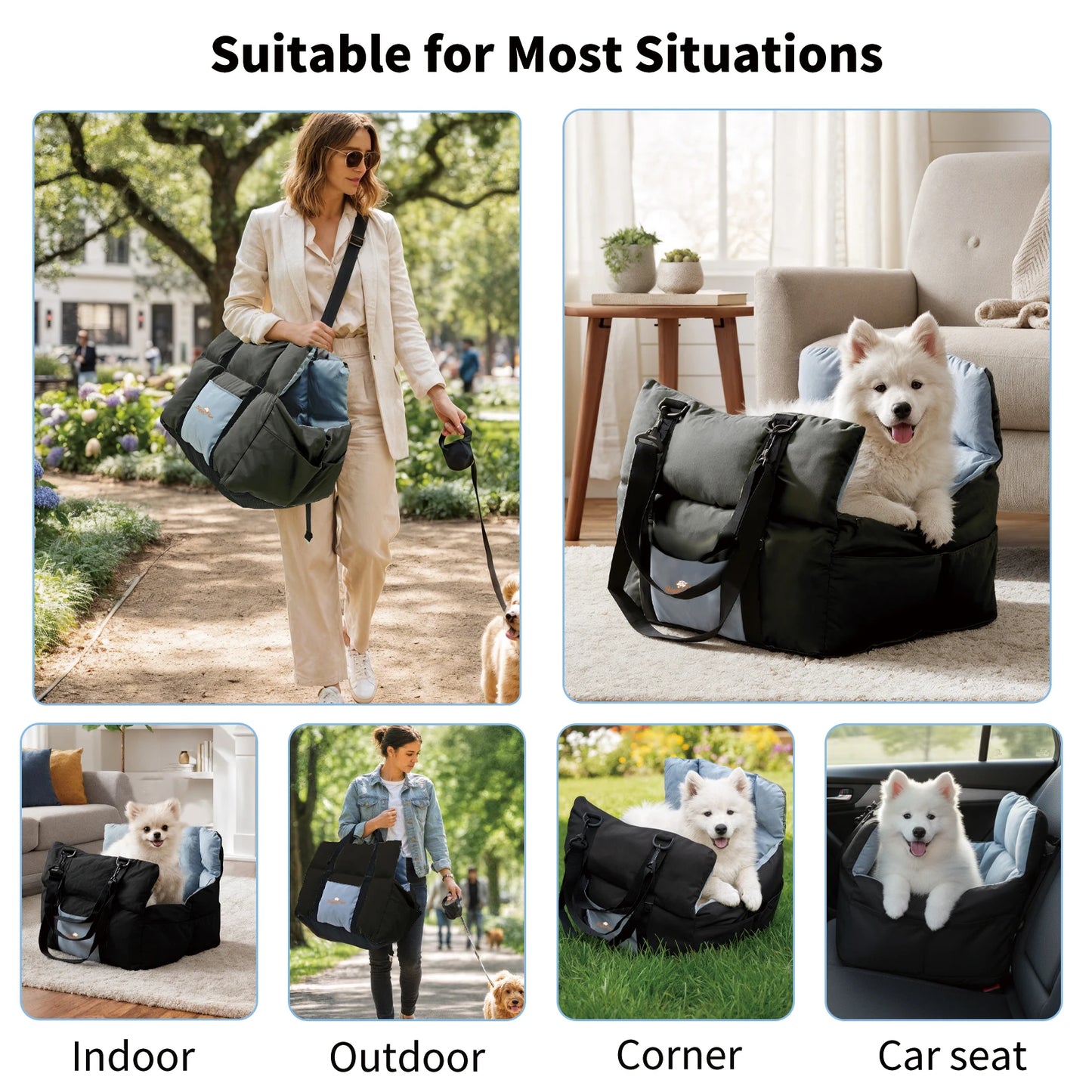Dog Car Seat Safe And Cozy Travel Bed For Small Dogs Clip On Leash Pockets