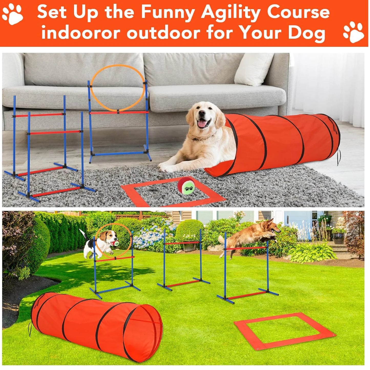 HiMISSH Dog Agility Training Set 87 Piece Obstacle Course Kit