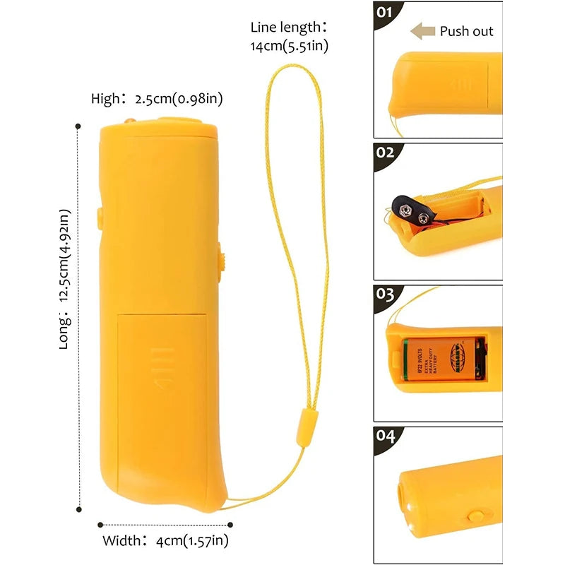 Dog Bark Control Ultrasonic Repeller LED Training Device Battery Not Included