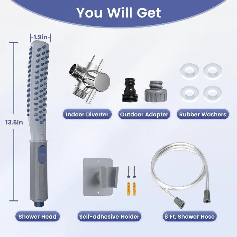 Dog Shower Attachment With Metal Diverter Three Spray Modes