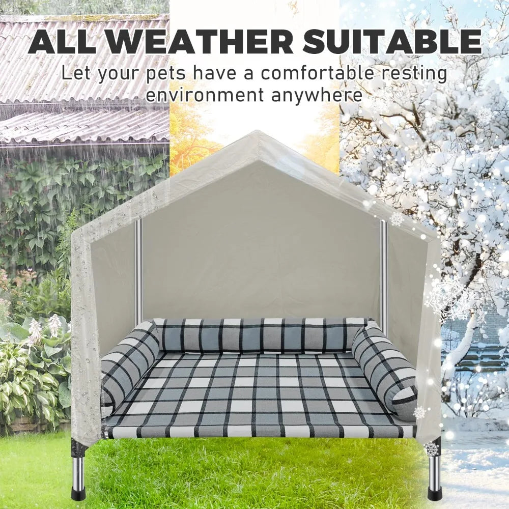 Weatherproof 2 In 1 Dog Bed House With Canopy
