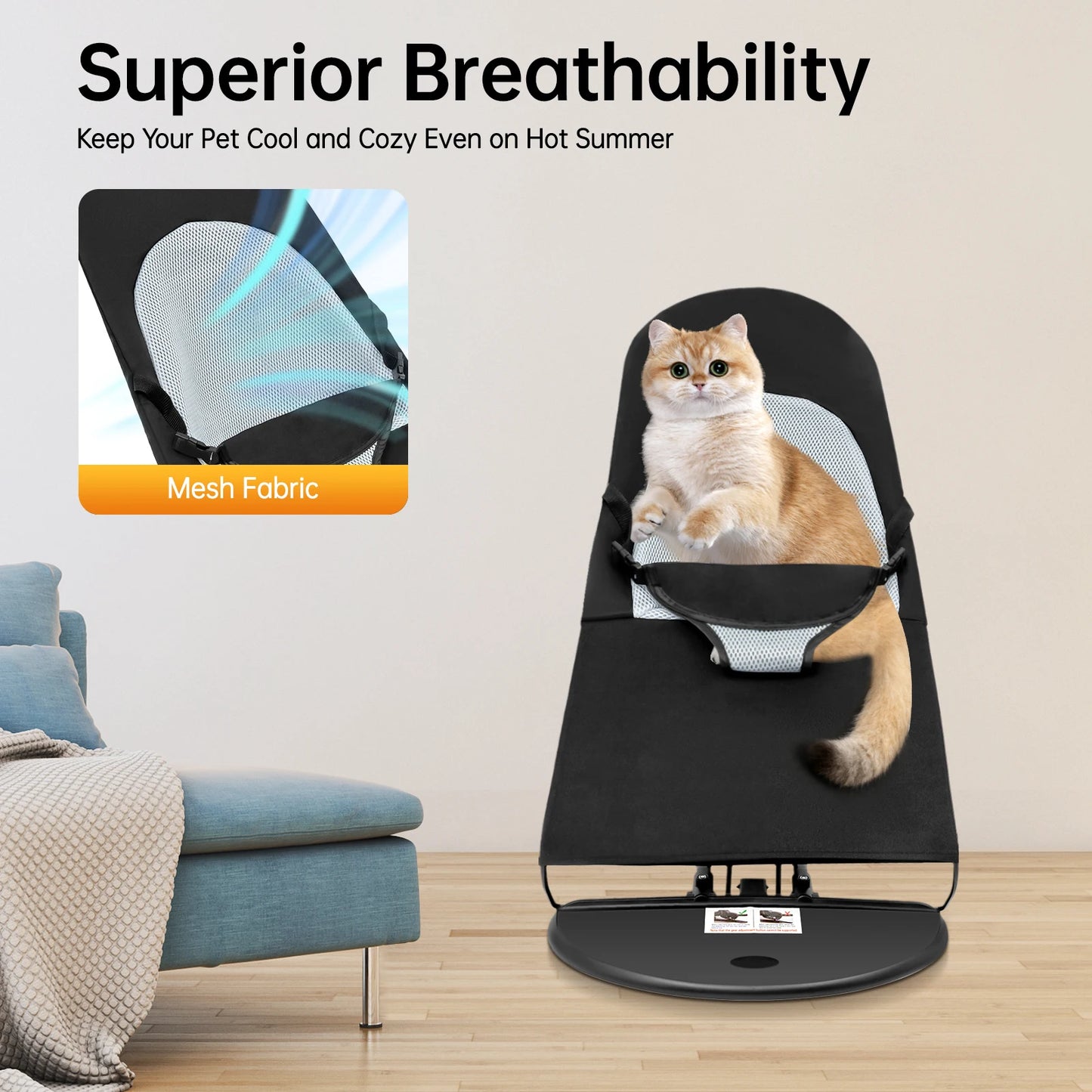Pet Rocker Bed Foldable Rocking Chair With Adjustable Height