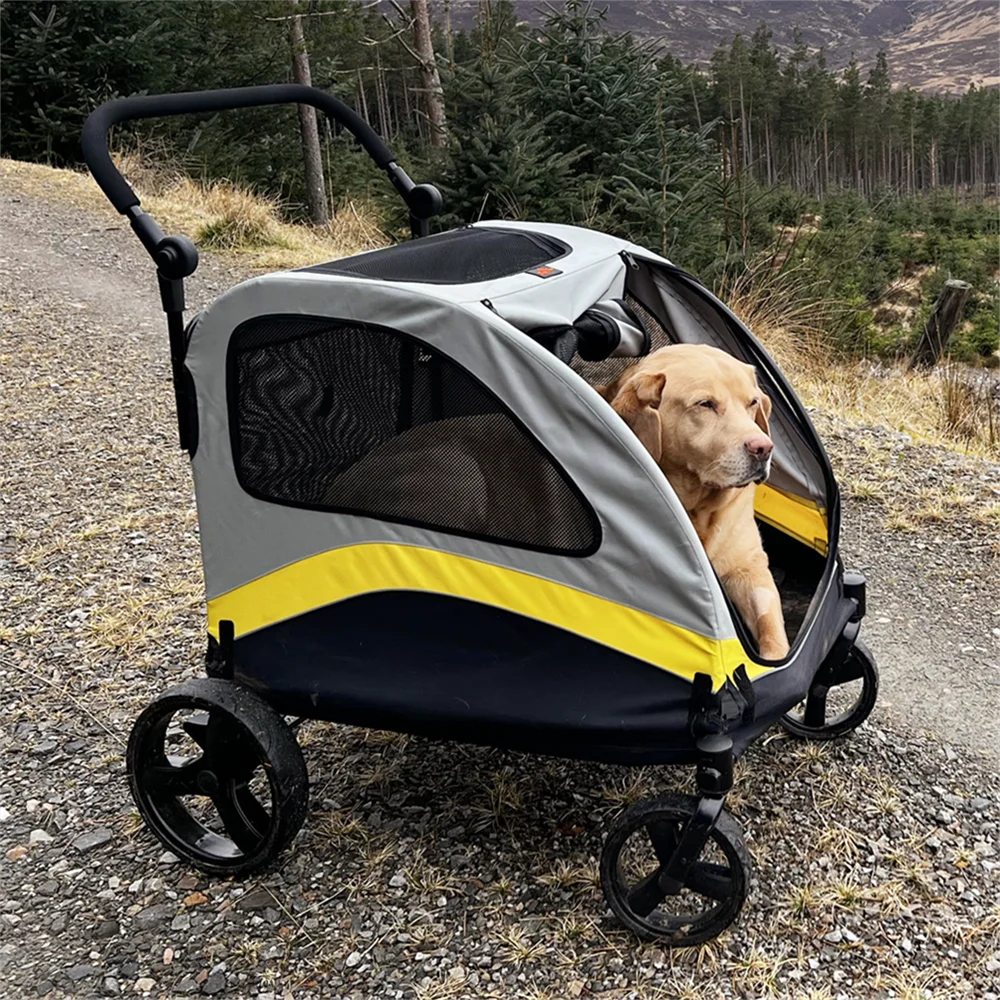 Premium Dog Stroller Pram 4 Wheel Foldable Travel Cart For All Breeds