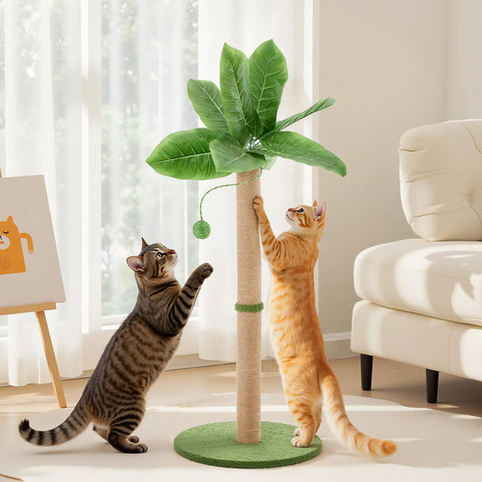 JHK Cat Scratching Post Palm Tree With Dangling Ball