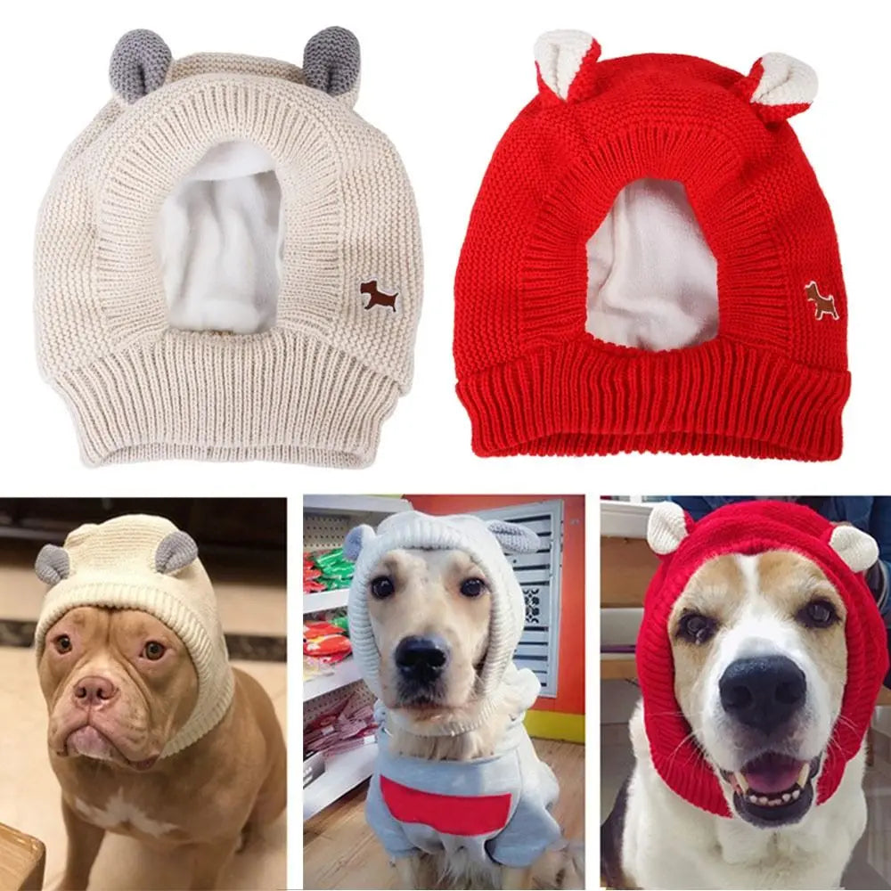 Quiet Dog Ear Muffs Noise Protection Knitted Hat Anxiety Relief