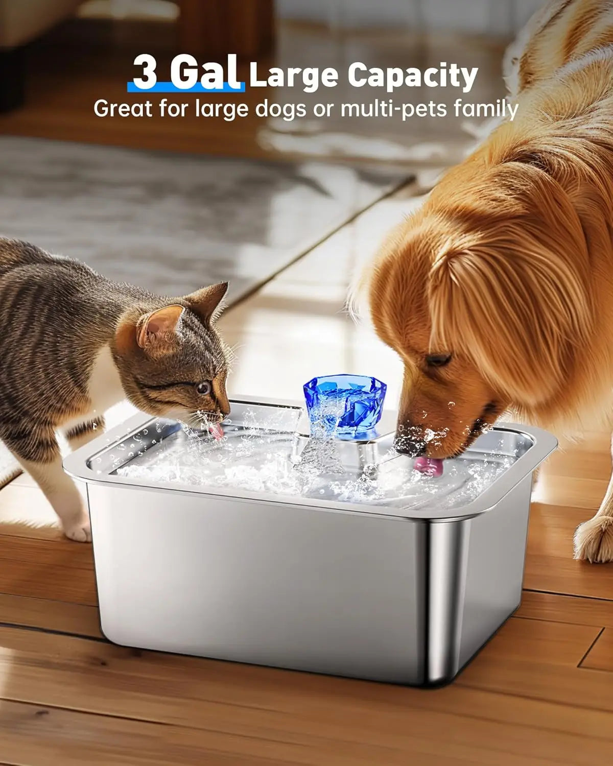 Stainless Steel Dog Water Fountain With Filters And Automatic Dispenser