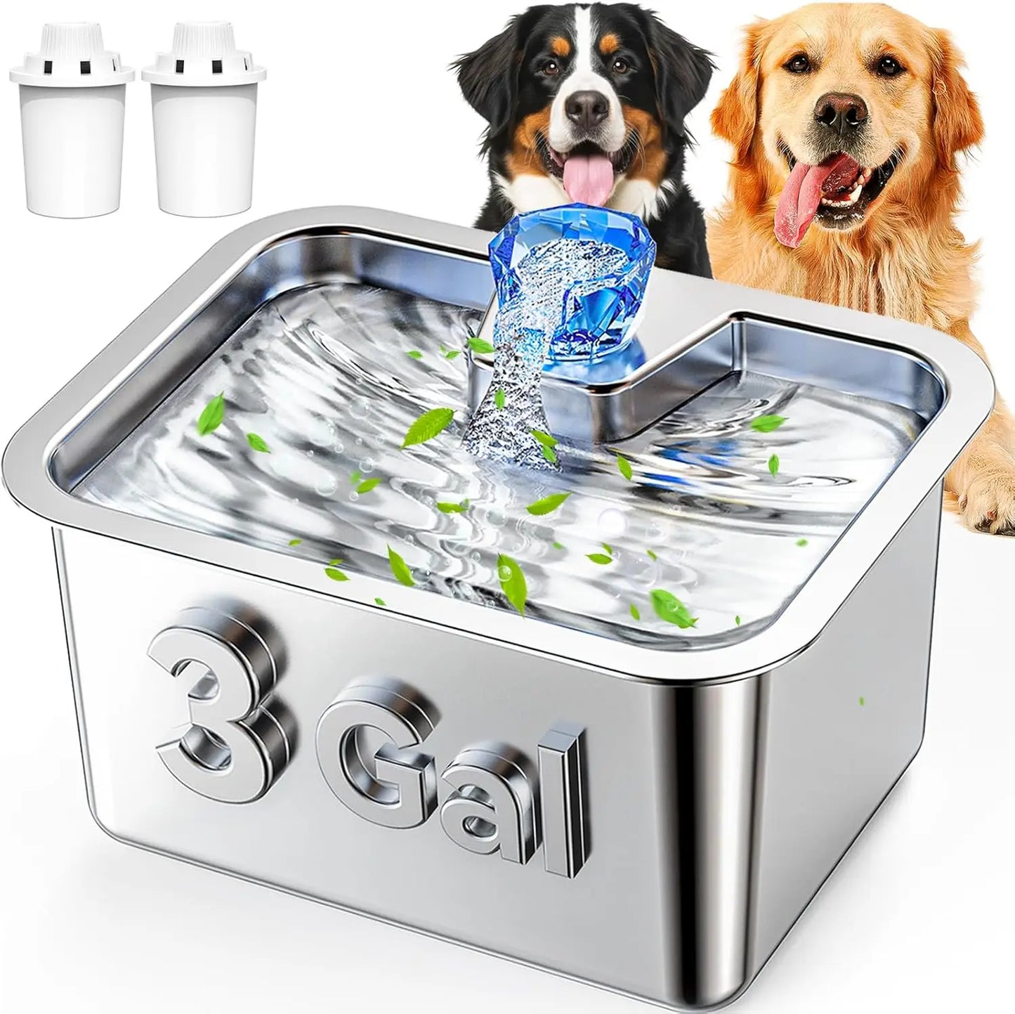 Stainless Steel Dog Water Fountain With Filters And Automatic Dispenser
