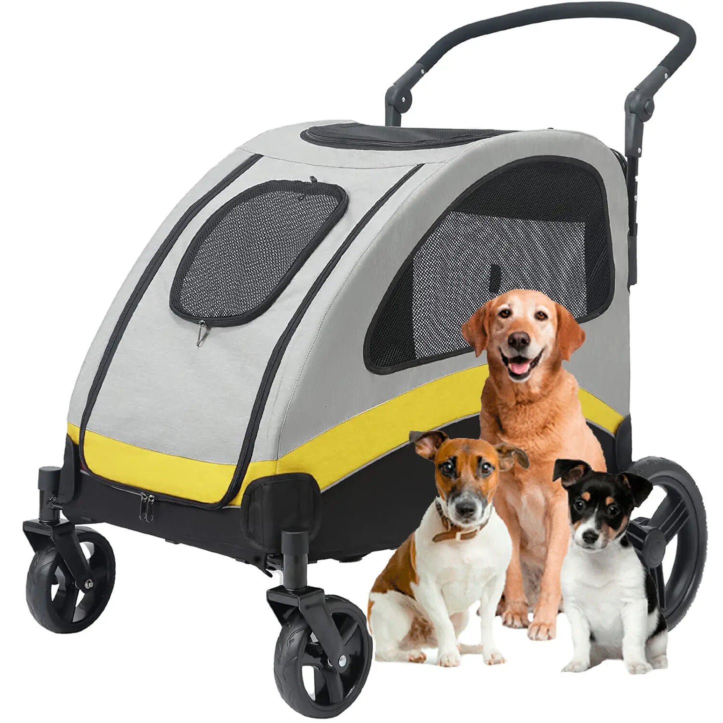 Dog Stroller Four Wheel Jogger Wagon Foldable Cart Load 55kg