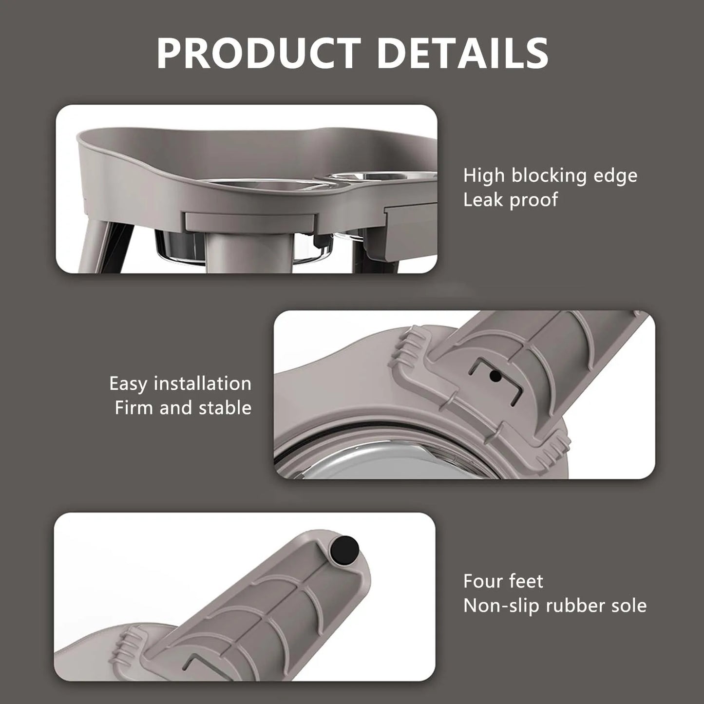 Raised Elevated Dog Feeder Stainless Steel Bowl Non Slip