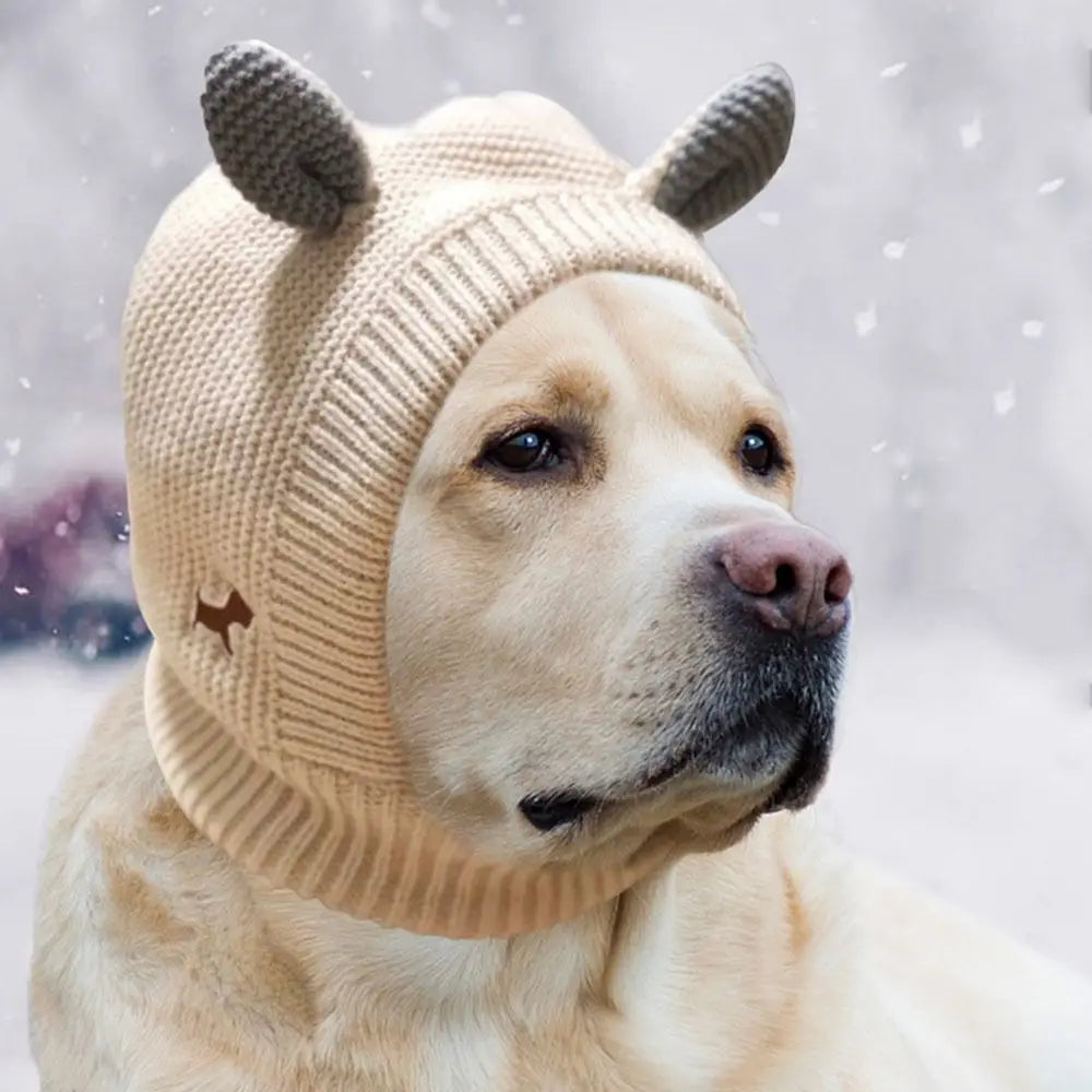 Quiet Dog Ear Muffs Noise Protection Knitted Hat Anxiety Relief