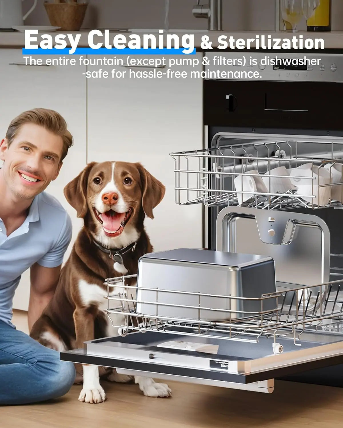 Stainless Steel Dog Water Fountain With Filters And Automatic Dispenser