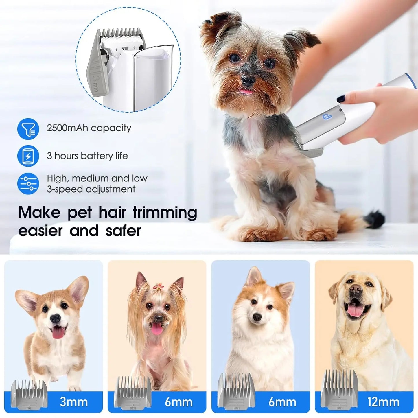 HiMISS Dog Grooming Kit Vacuum Suction 99 Percent Pet Hair