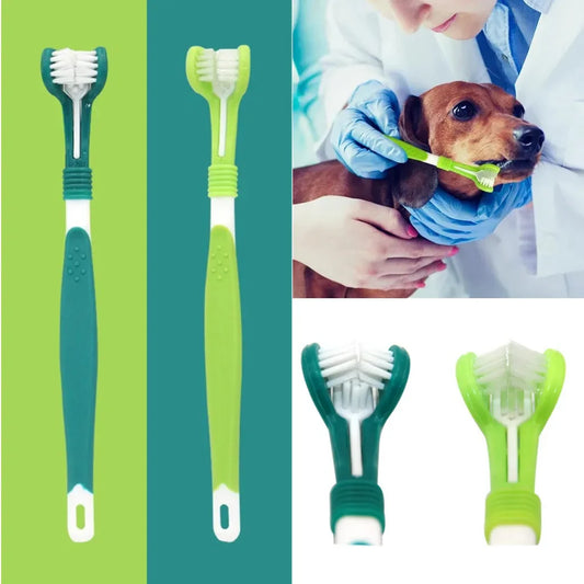 Hign-Concerned Three-Sided Pet Toothbrush For Dog And Cat