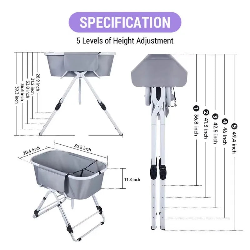 Dog Litter Elevated Foldable Pet Bath Tubs for Large Dogs