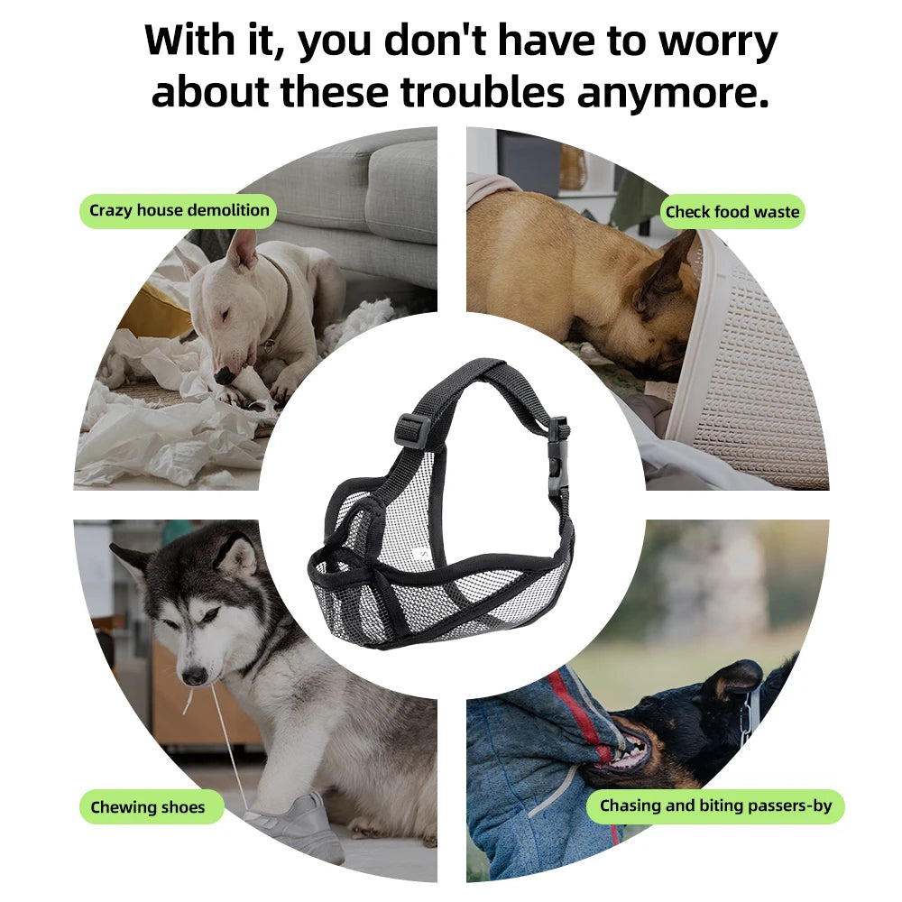 Breathable Dog Muzzle For Short Snout Prevents Barking