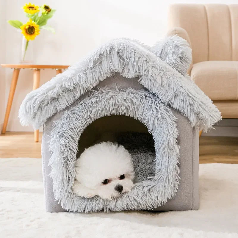 Indoor Soft Dog Kennel Bed With Removable Winter Warm Cover